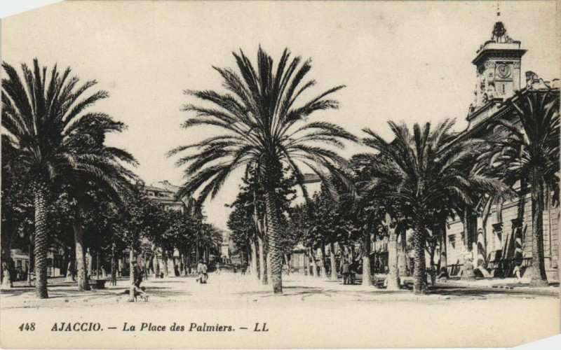 Carte postale ancienne Ajaccio La Place des Palmiers Corsica à Ajaccio