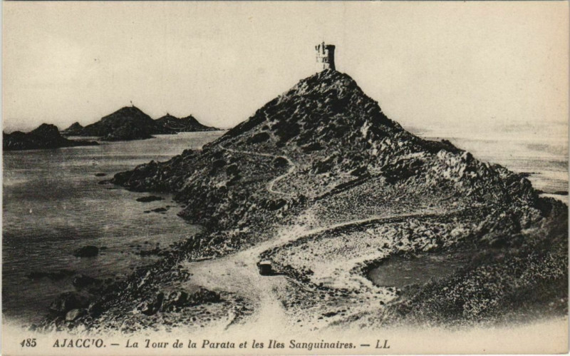 Carte postale ancienne Ajaccio La Tour de la Parata,Iles Sanguinaires Corsica à Ajaccio