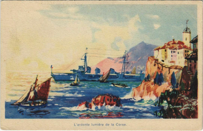 Carte postale ancienne Militaire - Le Contre Torpilleur Chacal Corsica - Corse