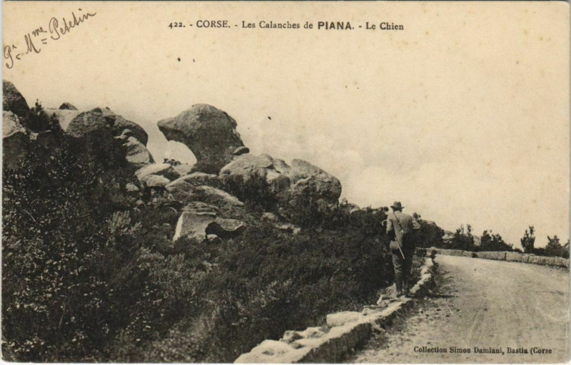 Carte postale ancienne Piana - Les Calanches de Piana - Le Chien Corsica - Corse à Piana