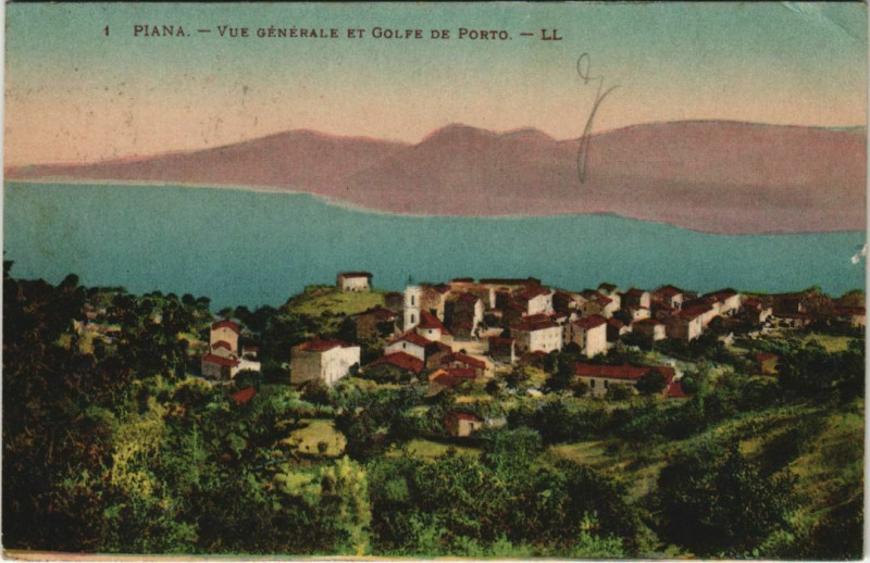 Carte postale ancienne Piana - Vue Generale et Golfe de Porto Corsica - Corse à Piana