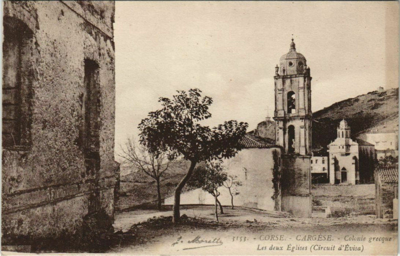 Carte postale ancienne Cargese - Colonie Grecque - Les Deux Eglises Corsica - Corse à Cargèse