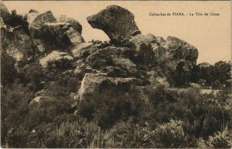 Carte postale ancienne Piana - Calanches de Piana - La Tete de Chien Corsica - Corse à Piana