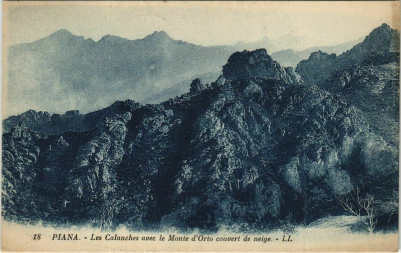 Carte postale ancienne Piana - Les Calanches avec le Monte d'Orto Corsica - Corse à Piana