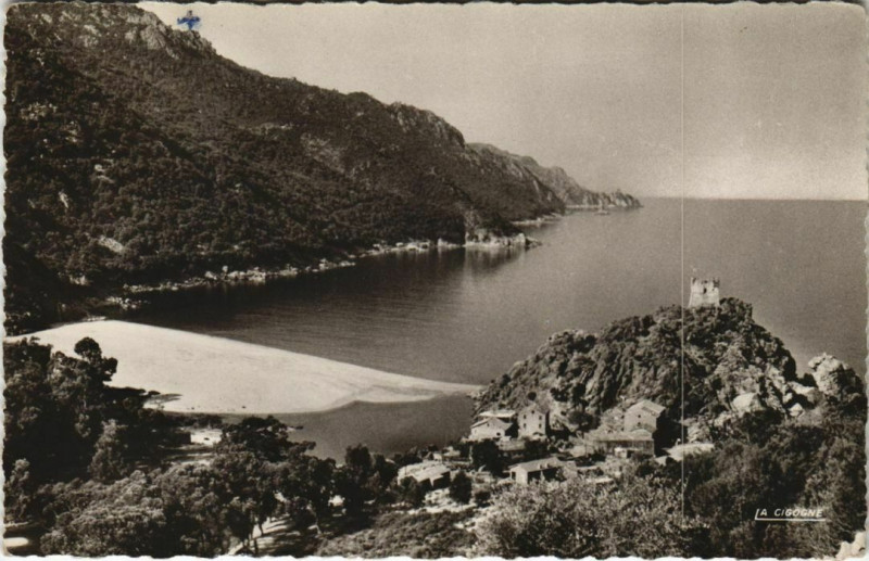 Carte postale ancienne Porto - Vue sur la Tour Corsica - Corse à Orto