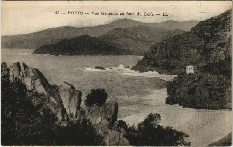 Carte postale ancienne Porto - Vue Generale au Fond du Golfe Corsica - Corse à Orto