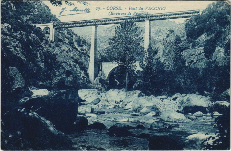 Carte postale ancienne Pont du Vecchio - Environs de Vivario Corsica - Corse