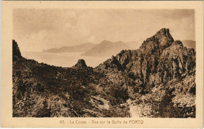 Carte postale ancienne Porto - Vue sur le Golfe de Porto Corsica - Corse à Orto