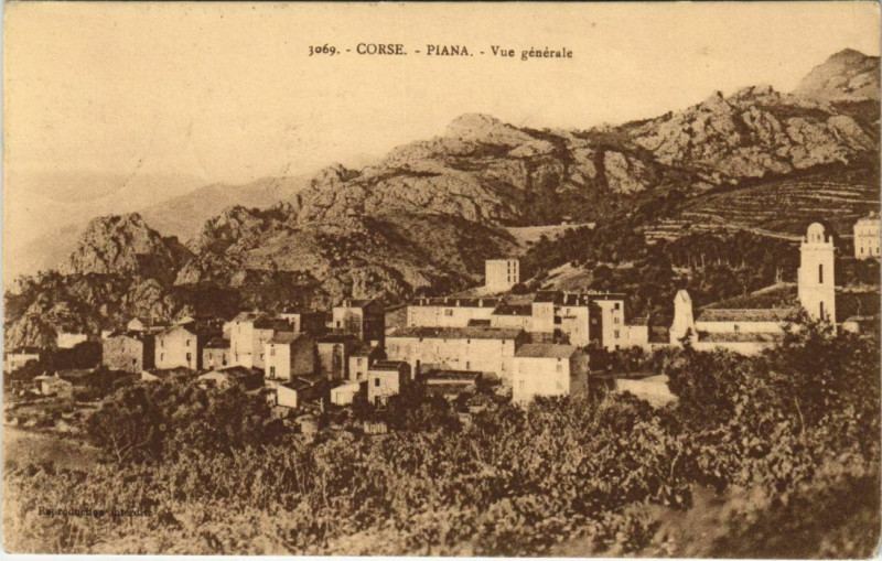 Carte postale ancienne Piana - Vue Generale Corsica - Corse à Piana