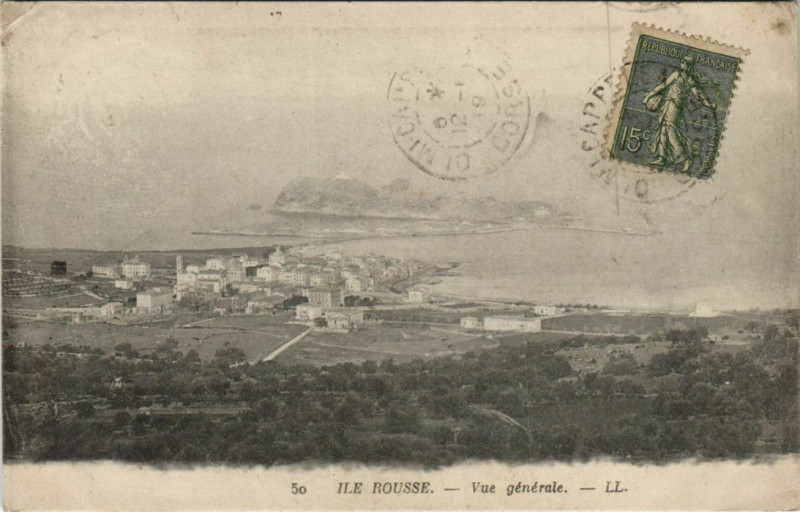 Carte postale ancienne Ile Rousse - Vue Generale Corsica - Corse