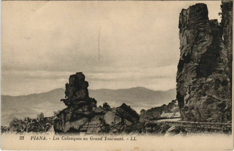 Carte postale ancienne Piana - Les Calanques au Grand Tournant Corsica - Corse à Piana