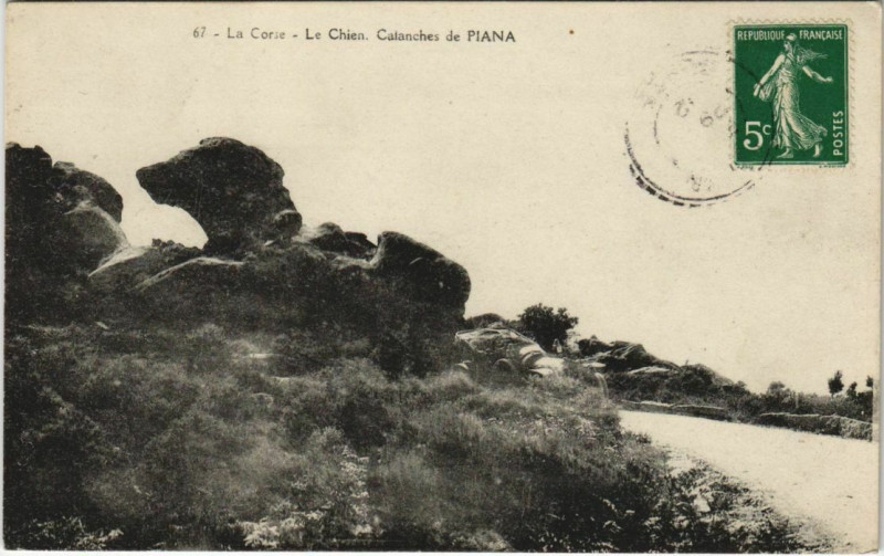 Carte postale ancienne Piana - Le Chien - Calanches de Piana Corsica - Corse à Piana