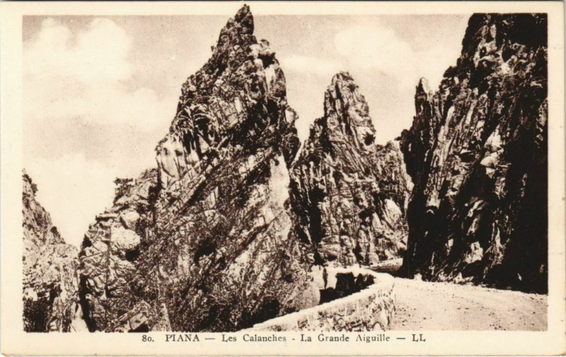 Carte postale ancienne Piana - Les Calanches - La Grande Aiguille Corsica - Corse à Piana