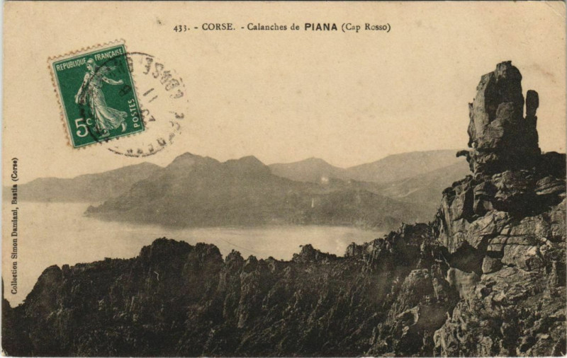 Carte postale ancienne Piana - Les Calanches de Piana - Cap Rosso Corsica - Corse à Piana