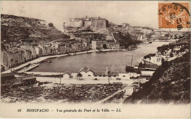 Carte postale ancienne Bonifacio - Vue Generale du Port et de la Ville Corsica - Corse à Bonifacio