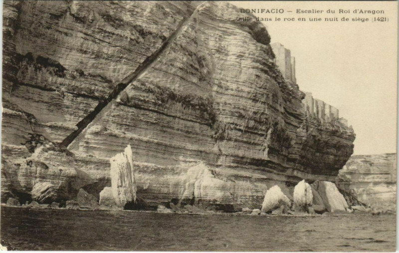 Carte postale ancienne Bonifacio - Escalier du Roi d'Aragon Corsica - Corse à Bonifacio