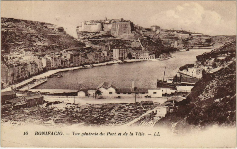 Carte postale ancienne Bonifacio - Vue Generale du Port et de la Ville Corsica - Corse à Bonifacio