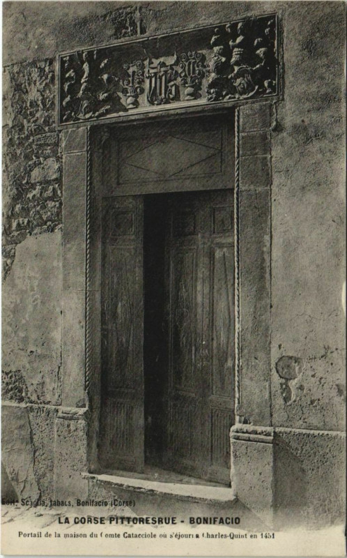 Carte postale ancienne Bonifacio - Portail de la Maison Corsica - Corse à Bonifacio