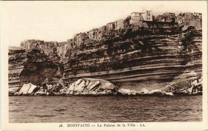 Carte postale ancienne Bonifacio - La Falaise de la Ville Corsica - Corse à Bonifacio
