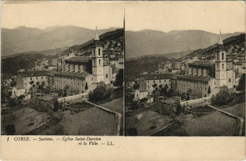 Carte postale ancienne Corse Sartene Vue du Cours Saint-D. à Sartène