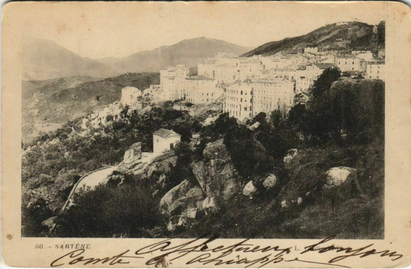 Carte postale ancienne Corse Sartene Panorama à Sartène