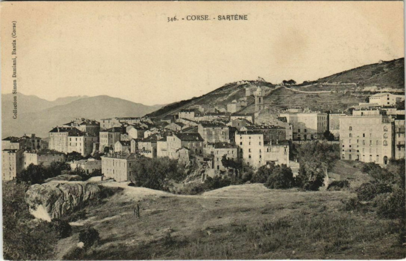 Carte postale ancienne Corse Sartene Panorama à Sartène