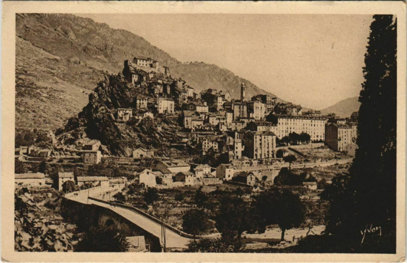 Carte postale ancienne Corte vue generale Corsica à Corte
