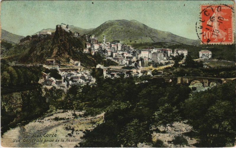 Carte postale ancienne Corte vue generale Corsica à Corte