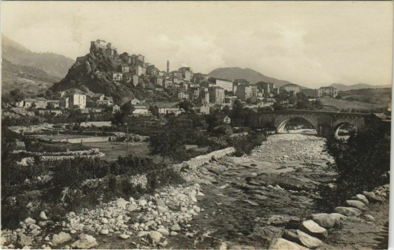 Carte postale ancienne Corte La Ville et la Riviere Corsica à Corte