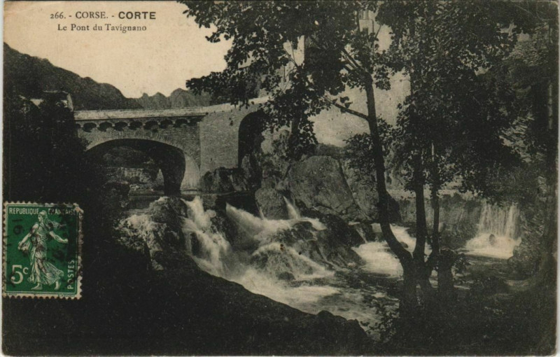 Carte postale ancienne Corte Pont du Tavignano Corsica à Corte