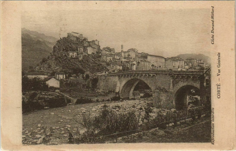 Carte postale ancienne Corte vue generale Corsica à Corte