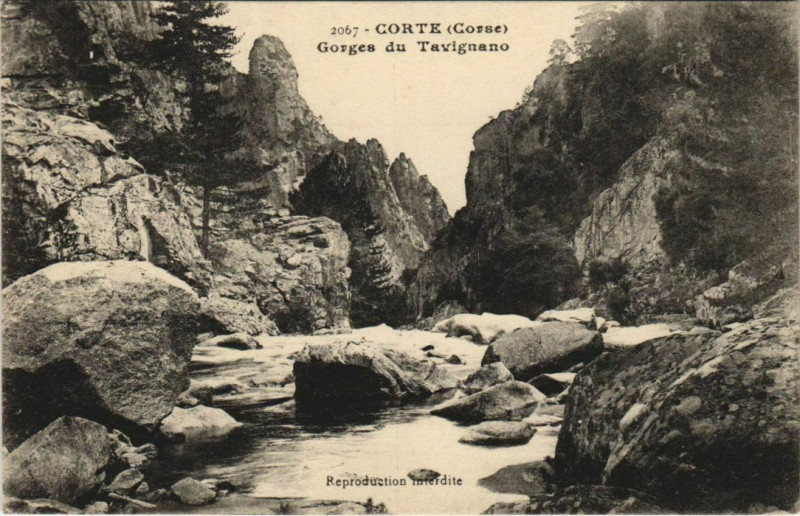 Carte postale ancienne Corte Gorges du Tavignano Corsica à Corte