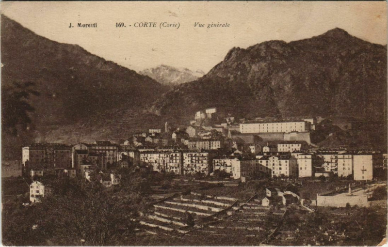 Carte postale ancienne Corte vue generale Corsica à Corte
