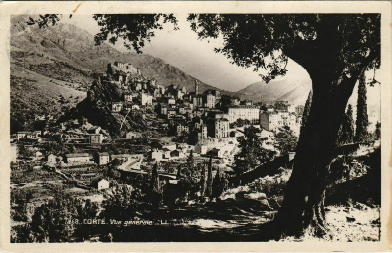 Carte postale ancienne Corte vue generale Corsica à Corte