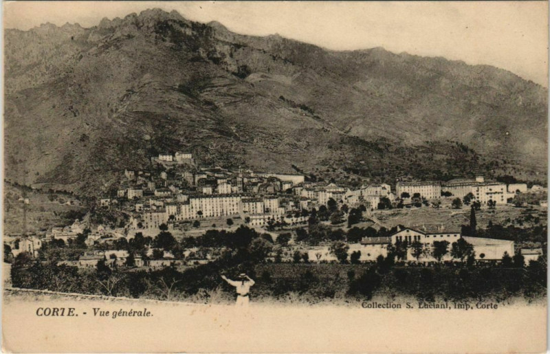 Carte postale ancienne Corte vue generale Corsica à Corte