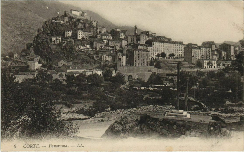 Carte postale ancienne Corte panorama Corsica à Corte