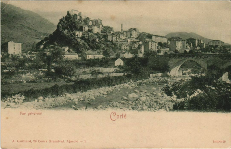 Carte postale ancienne Corte vue generale Corsica à Corte