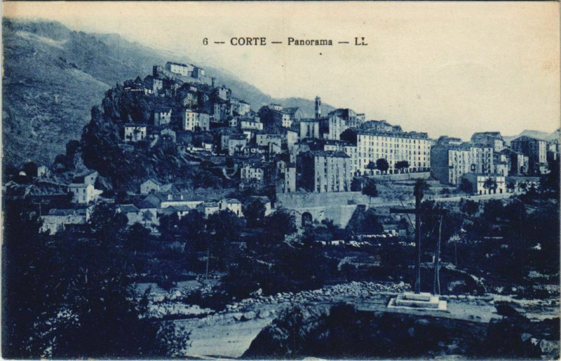 Carte postale ancienne Corte panorama Corsica à Corte
