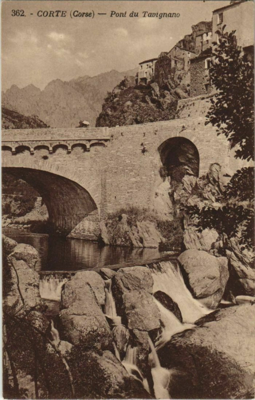 Carte postale ancienne Corte Pont du Tavignano Corsica à Corte