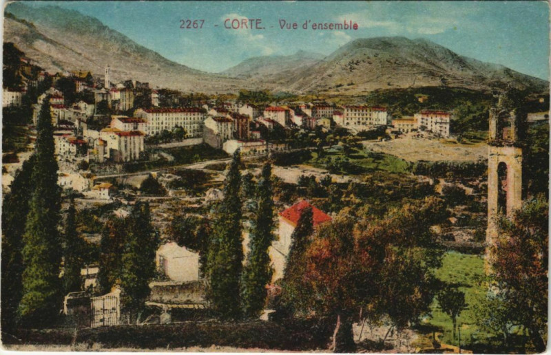 Carte postale ancienne Corte vue d'ensemble Corsica à Corte
