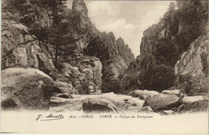 Carte postale ancienne Corte Gorges du Tavignano Corsica à Corte