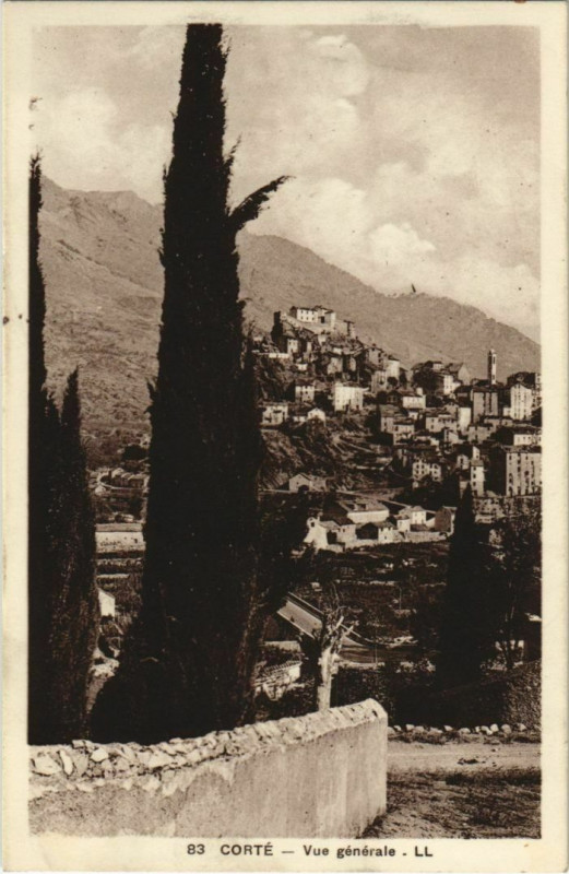 Carte postale ancienne Corte vue generale Corsica à Corte