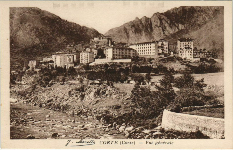 Carte postale ancienne Corte vue generale Corsica à Corte