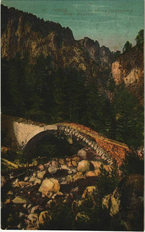 Carte postale ancienne Corte Pont Dragone Corsica à Corte
