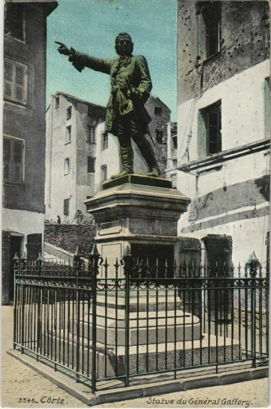 Carte postale ancienne Corte Statue du General Gaffroy Corsica à Corte