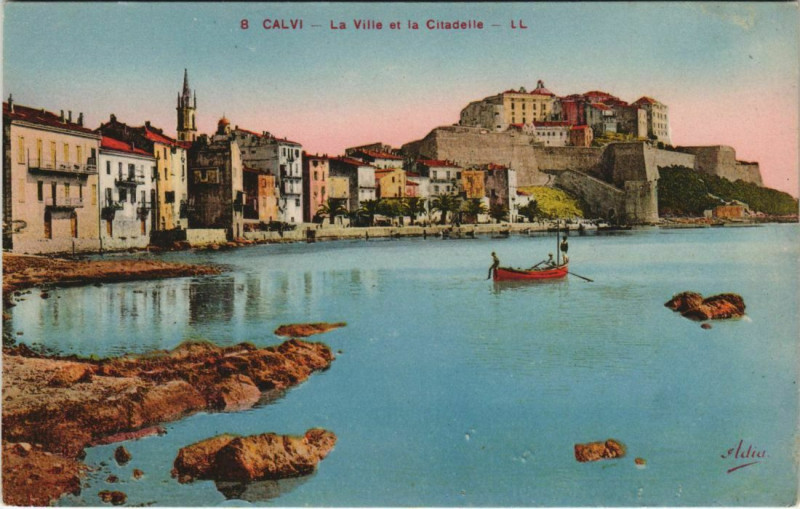 Carte postale ancienne Calvi La Ville et la Citadelle Corsica à Calvi