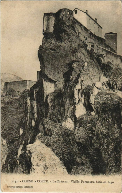 Carte postale ancienne Corte Le Chateau Corsica à Corte