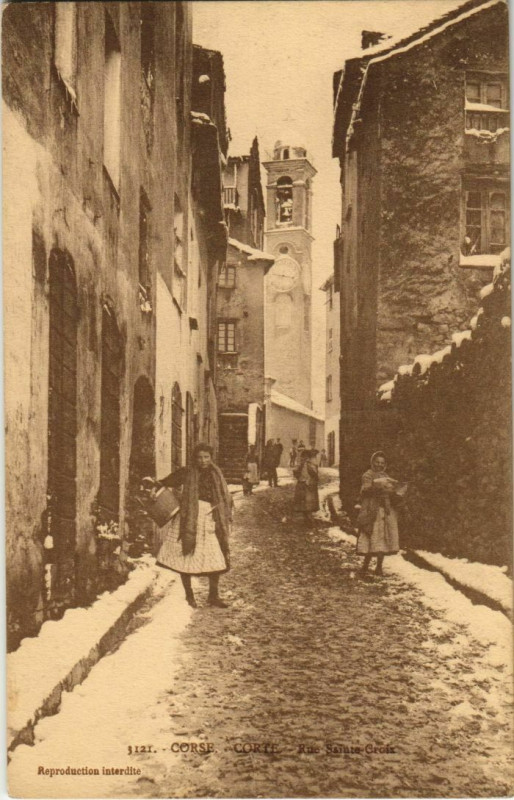 Carte postale ancienne Corte Rue Sainte Croix Corsica à Corte
