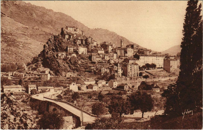Carte postale ancienne Corte vue generale Corsica à Corte