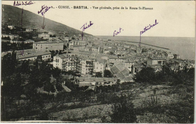 Carte postale ancienne Bastia vue generale Corsica à Bastia